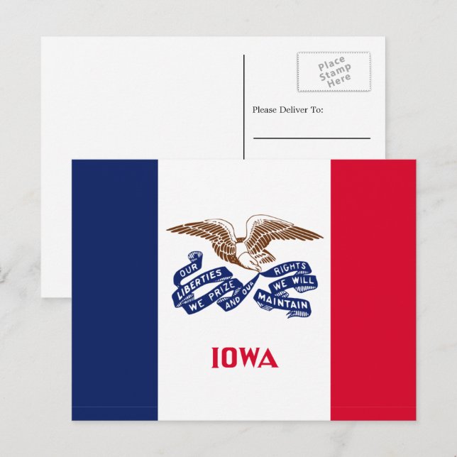 Cartão Postal Iowan Flag, Flag de Iowa (Frente/Verso)