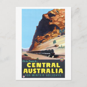 Cartão Postal Ir de trem para o Poster vintage da Austrália Cent