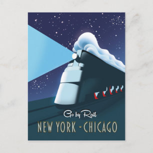 Cartão Postal "Ir por caminho de ferro" Nova Iorque - Chicago