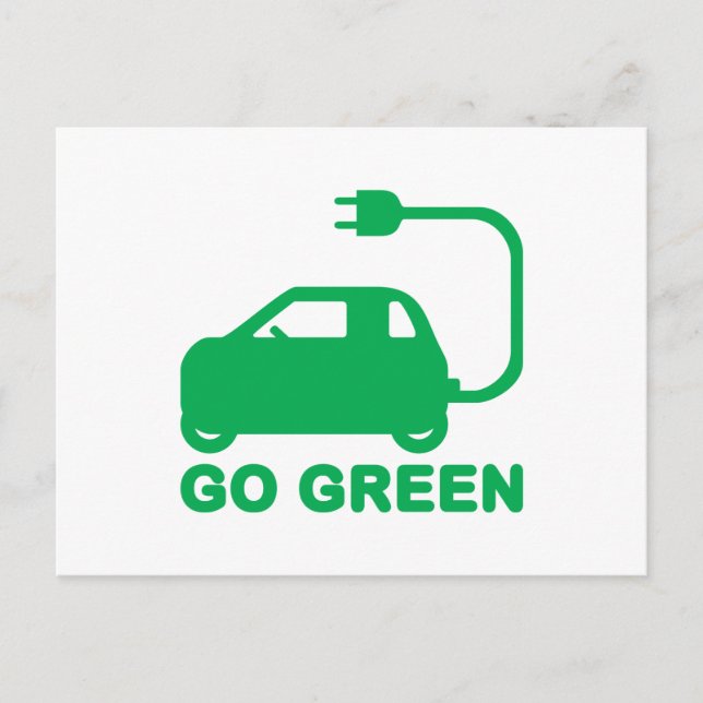 Cartão Postal Ir Verde ~ Dirigir Carros Elétricos (Frente)