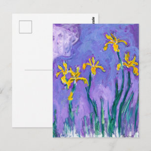 Cartão Postal Íris Amarelas com Nuvem Rosa Claude Monet