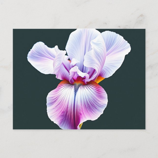 Cartão Postal Iris Bloom Elegante com Aquarela Delicada (Frente)