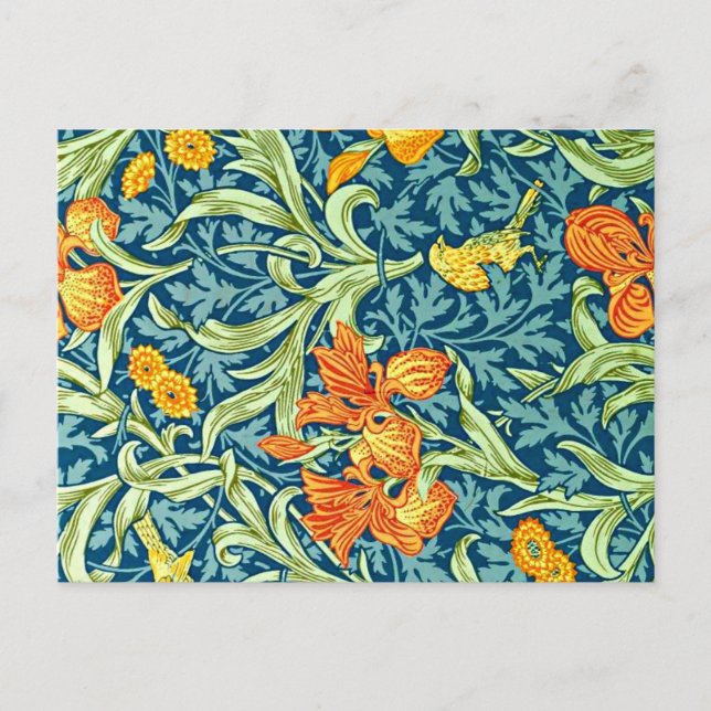 Cartão Postal Íris, design popular de William Morris, (Frente)