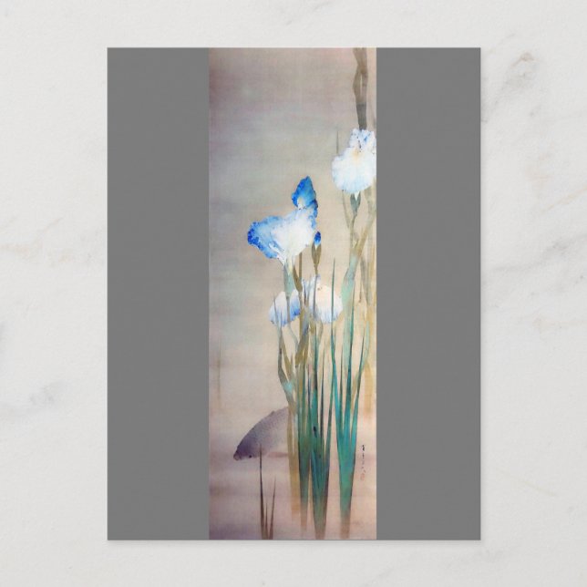 Cartão Postal Iris e Carp, Watanabe Seitei (Frente)