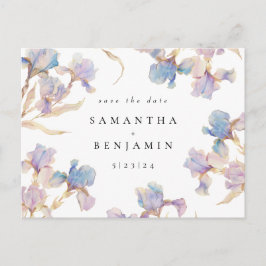 Cartão Postal Iris Floral Elegante para Casamento Salve a Data