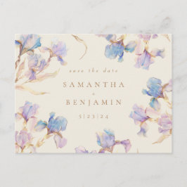 Cartão Postal Iris Floral Elegante para Casamento Save the Date