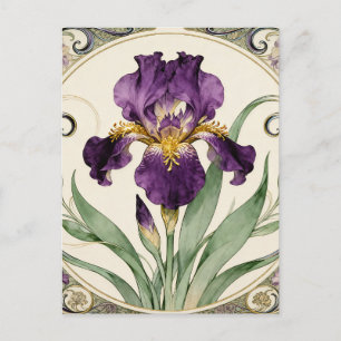 Cartão Postal Íris Roxa Art Nouveau