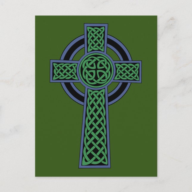 Cartão Postal Irish Celtic Knot Cross (Frente)