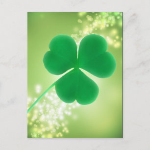 Cartão Postal Irish Clover Green Sparkles Dia de São Patrício