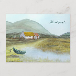 Cartão Postal "Irish Cottage" Obrigado! por Brigid O'Neill Hovey