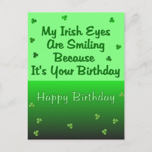 Cartão Postal Irish Eyes Birthday