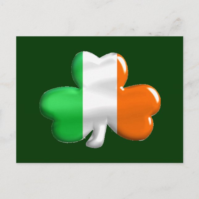 Cartão Postal Irish Flag Clover (Frente)