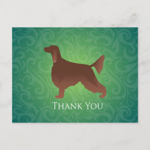 Cartão Postal Irish Setter Obrigado Silhouette a verde