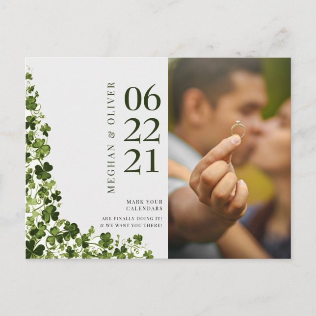 Cartão Postal Irish Stylized Shamrock Leafy Foliage  (Frente)