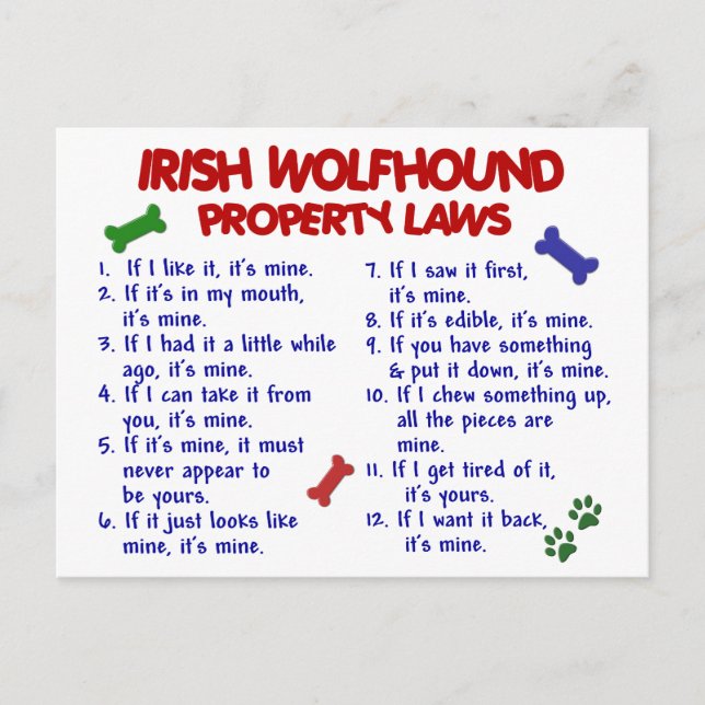Cartão Postal IRISH WOLFHOUND Property Laq 2 (Frente)