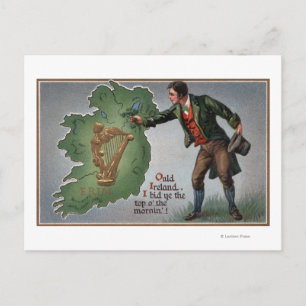Cartão Postal Irishman Oferecendo Shamrocks à Irlanda