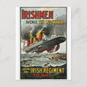 Cartão Postal Irishmen vinga o Poster Lusitania_Propaganda