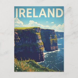 Cartão Postal Irlanda Falésias de Moher Viagem Antiga