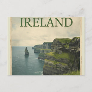 Cartão Postal Irlanda Falésias de Moher Viagem Vintage