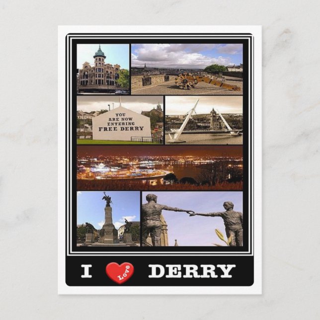 Cartão Postal Irlanda norte - Derry - I Love - (Frente)