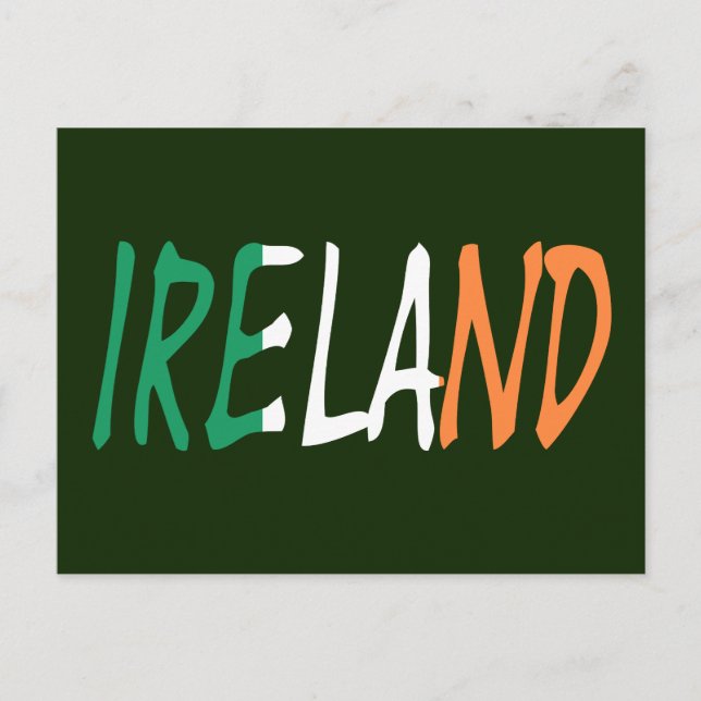 Cartão Postal Irlanda sobreposta à Irish Flag pcnt (Frente)