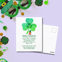 Cartão Postal Irlandês Gnomo Monograma Shamrock St Patricks