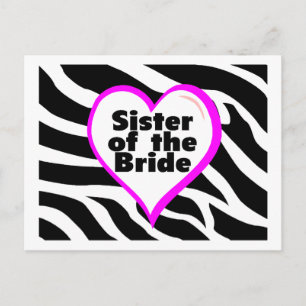 Cartão Postal Irmã da Noiva (Heart Zebra Print)