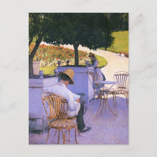 Cartão Postal Irmão de Gustave Caillebotte-Artista em Seu Jardim (Frente)