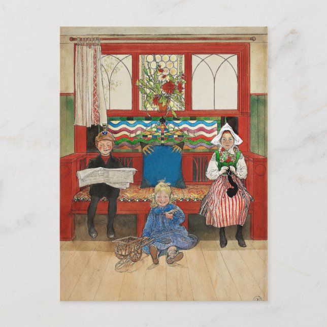 Cartão Postal Irmão e Irmã Tocar Mamã e Papá (Frente)