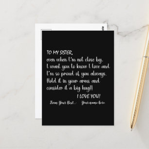 Cartão Postal Irmãs Personalizadas Para Minha Irmã Eu Te Amo
