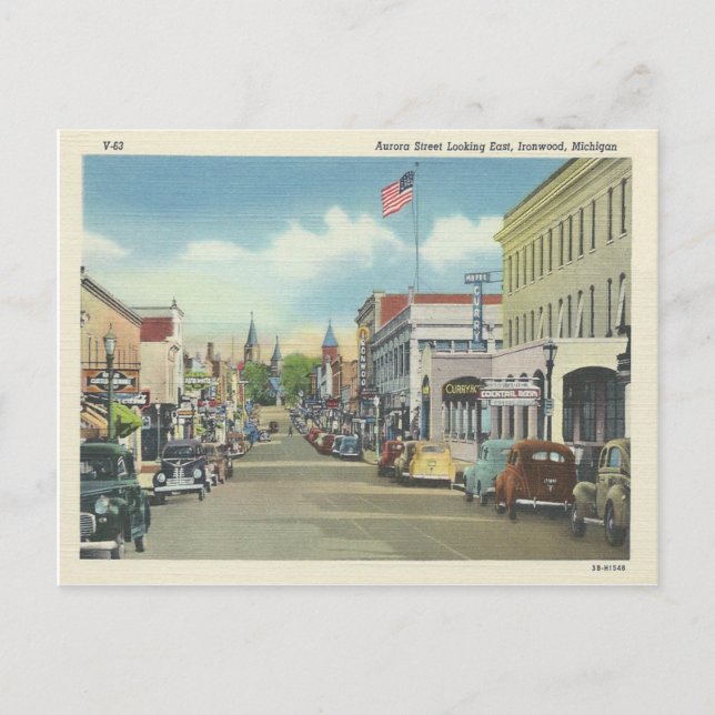Cartão Postal Ironwood Michigan (Frente)