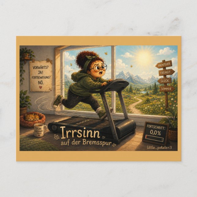 Cartão Postal Irrsinn auf der Bremsspur (Frente)
