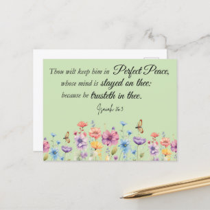 Cartão Postal Isaiah 26:3 Bíblia Perfeita de Flores Selvagens KJ