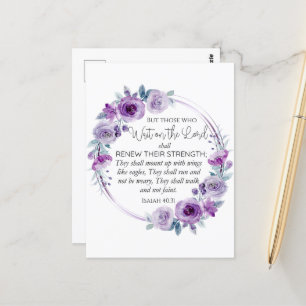 Cartão Postal Isaiah 40:31 Aqueles que esperam pelo Lorde Floral
