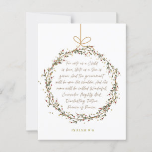 Cartão Postal Isaiah 9:6 Para Nós Uma Criança Cristã de Natal