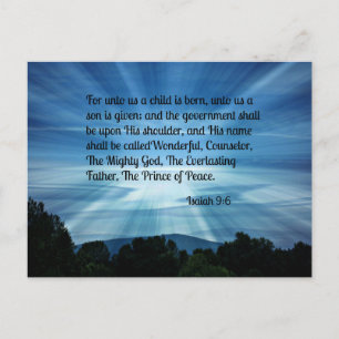 Cartão Postal Isaiah 9:6 Para nós, uma criança é nascer...
