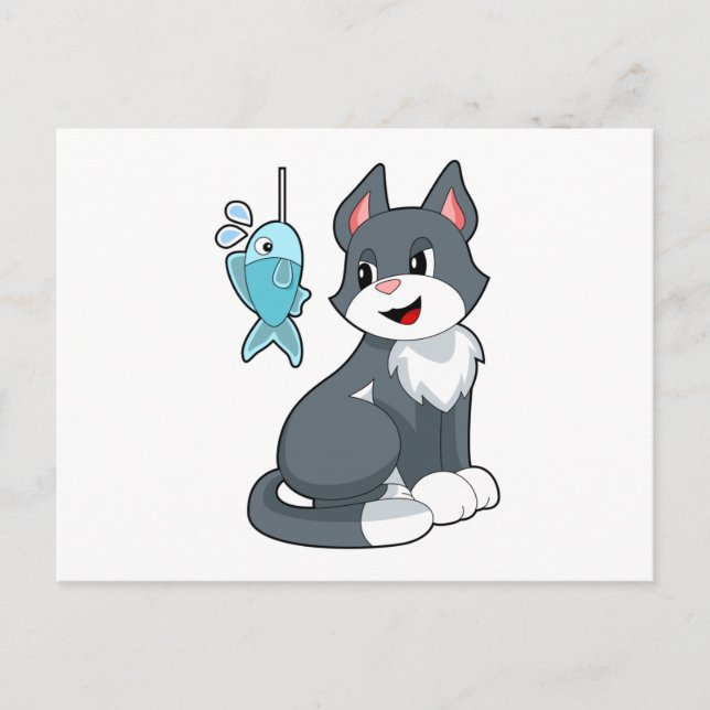 Cartão Postal Isca de Peixe para Gato (Frente)