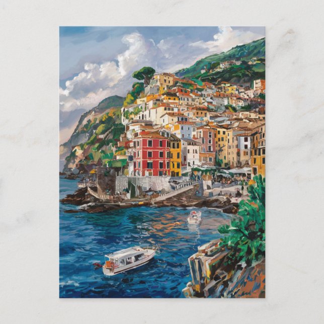 Cartão Postal Ischia Itália Watercolor Painting (Frente)