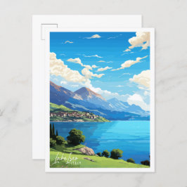 Cartão Postal Iseo Itália, ilustração da viagens vintage