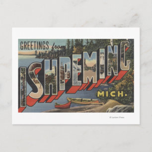 Cartão Postal Ishpeming, Michigan - Cenas com Letras Grandes