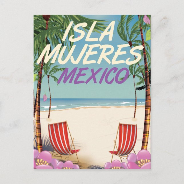 Cartão Postal Isla Mujeres Mexico Beach poster (Frente)