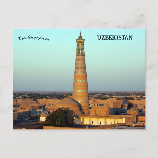 Cartão Postal Islam Khoja Minaret no Khiva Uzbequistão (Frente)