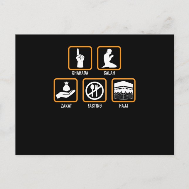 Cartão Postal Islam Shahada Salah Hajj Mecca Allah Muslim Gift (Frente)