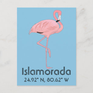 Cartão Postal Islamorada FL Keys Flamingo Latitude Longitude