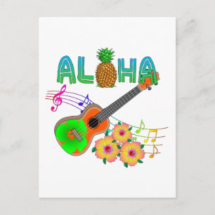 Cartão Postal Island Music Ukulele Aloha