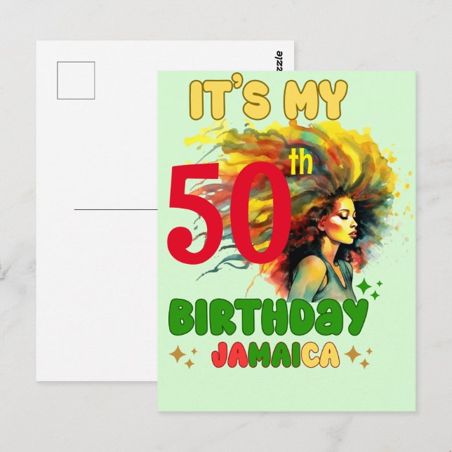 Cartão Postal Island Vibes Jamaica Birthday Girl Group Combate (Frente/Verso)