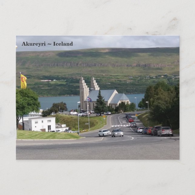 Cartão Postal Islândia, Akureyrarkirkja, Akureyri (Frente)