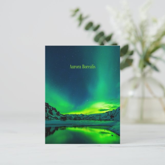 Cartão Postal Islândia, Aurora Borealis (Em pé/Frente)