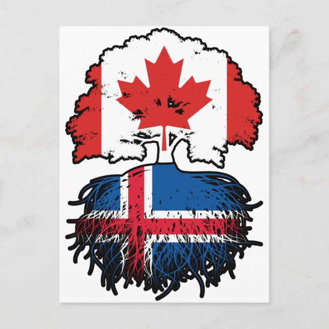 Cartão Postal Islândia Canada Tree Roots Flag (Frente)