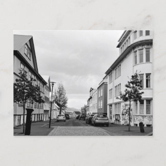 Cartão Postal Islândia Reykjavik Street Scene Black White Photo